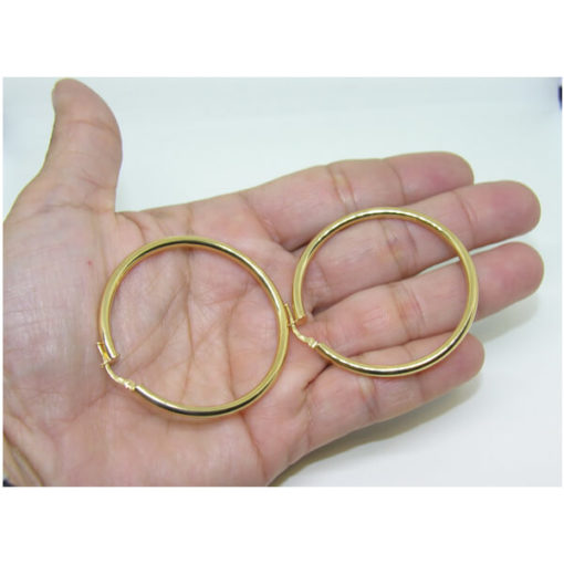 Aros oro lisos grandes 3x40-4.30gr de oro de 18k - Imagen 6