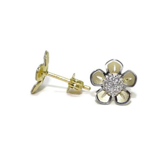 Pendientes flor oro - Imagen 3