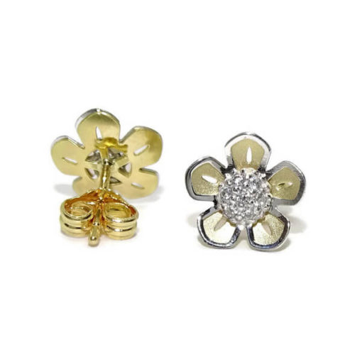 Pendientes flor oro - Imagen 4