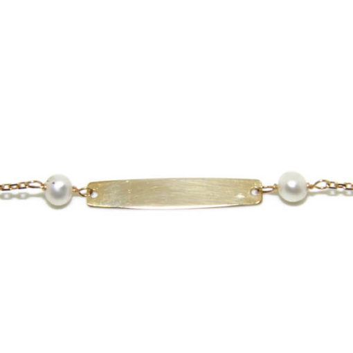 Pulsera bebe placa,  perlas y osos - Imagen 6