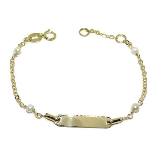 Pulsera para bebe con perlas y oro