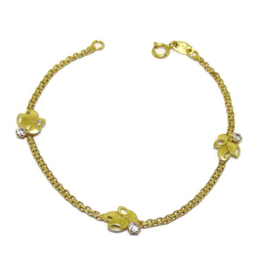 Pulsera comunión oro amarillo y circonitas