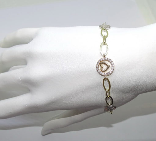 pulsera con corazón y círculos oro y circonitas - Imagen 2