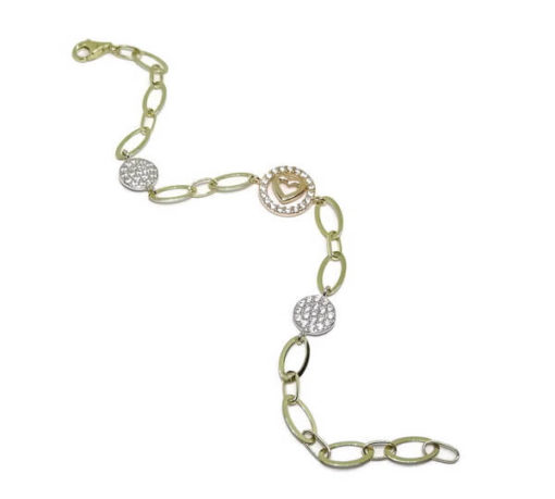 pulsera con corazón y círculos oro y circonitas - Imagen 6