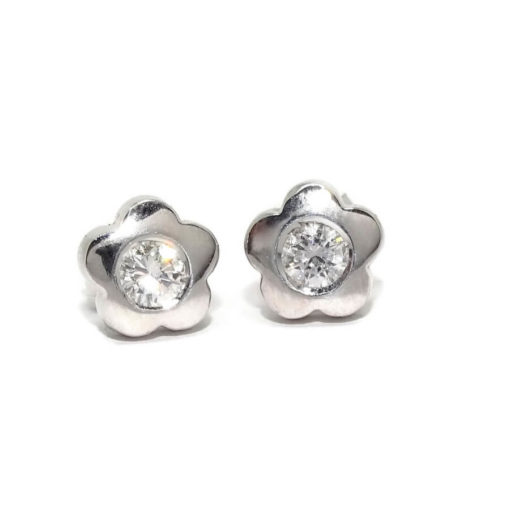 pendientes diamantes 0,40cts flor oro 18k - Imagen 5