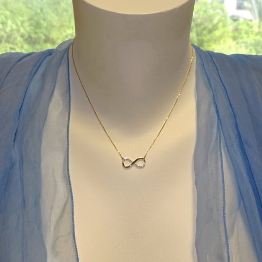 Collar de Oro de 18k de Infinito y 20 circonitas, largo 42.00cm - Imagen 2