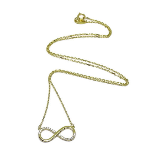 Collar de Oro de 18k de Infinito y 20 circonitas, largo 42.00cm - Imagen 4