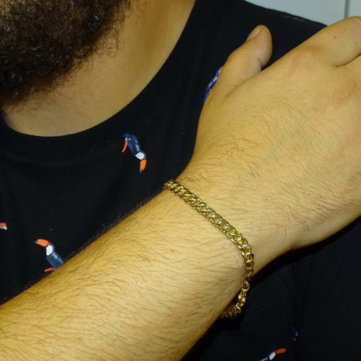 Pulsera de Oro Amarillo de 18k para Hombre modelo barbada hueca - Imagen 2