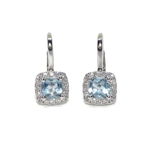 Pendientes oro blanco 0.79ct de topacios y 0.27cts de diamantes