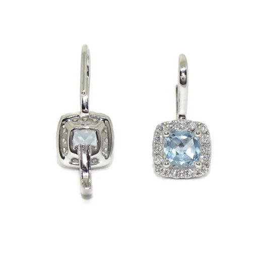 Pendientes oro blanco 0.79ct de topacios y 0.27cts de diamantes - Imagen 4