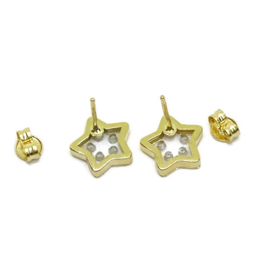 Pendientes estrellas de oro amarillo de 18k con 10 circonitas de la mejor calidad insertadas en metacrilato y cierre presión. - Imagen 4