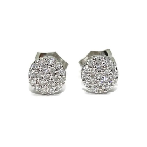 Pendientes Oro Blanco de 18k con 0.35cts de Diamantes, 7mm de diámetro