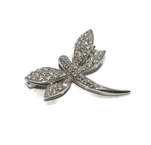 Broche con Forma de libélula de Oro Blanco de 18k y 0.37cts de Diamantes. 2.70gr de Oro de 18k. - Imagen 6