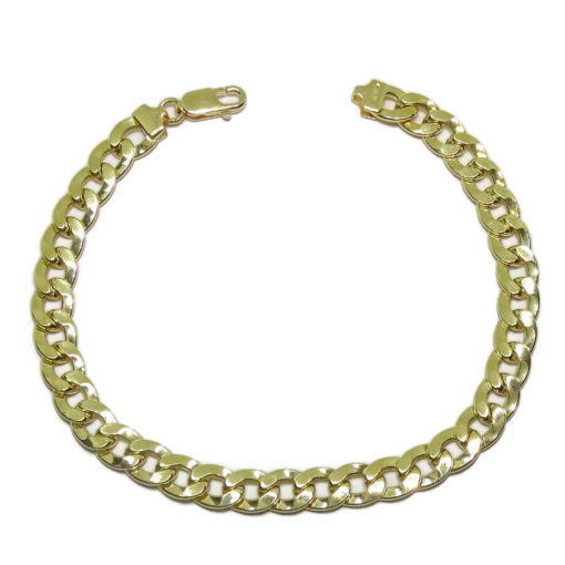 Pulsera de Oro Amarillo de 18k para Hombre Tipo barbada de 21.00cm de Larga, 6.5mm de Ancha