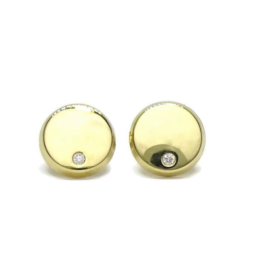 pendientes con diamantes y oro amarillo de 18K redondos