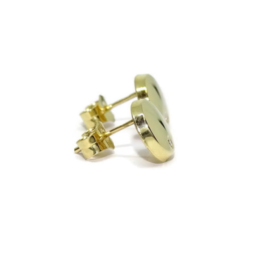 pendientes con diamantes y oro amarillo de 18K redondos - Imagen 3