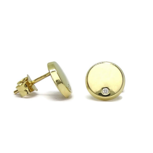 pendientes con diamantes y oro amarillo de 18K redondos - Imagen 5