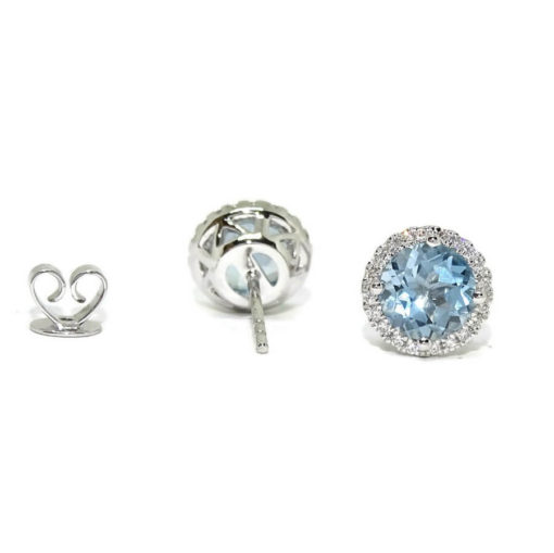 Pendientes de oro blanco de 18k para mujer con 40 diamantes y 2 topacios azules. - Imagen 3