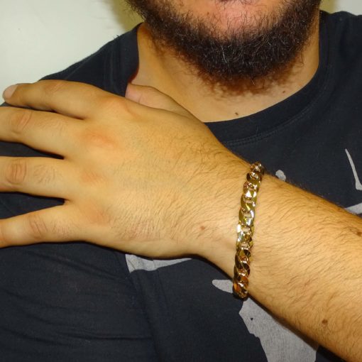 Pulsera para Hombre de Oro Amarillo de 18k barbada plana de 1.10 cm de Ancha 22.00cm de Larga. 12.40 gr de oro de 18k - Imagen 2