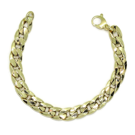 Pulsera para Hombre de Oro Amarillo de 18k barbada plana de 1.10 cm de Ancha 22.00cm de Larga. 12.40 gr de oro de 18k