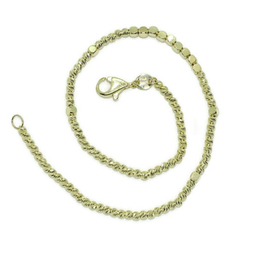 Pulsera para mujer de oro amarillo de 18k con bolas de oro matizadas y cuadrados - Imagen 3