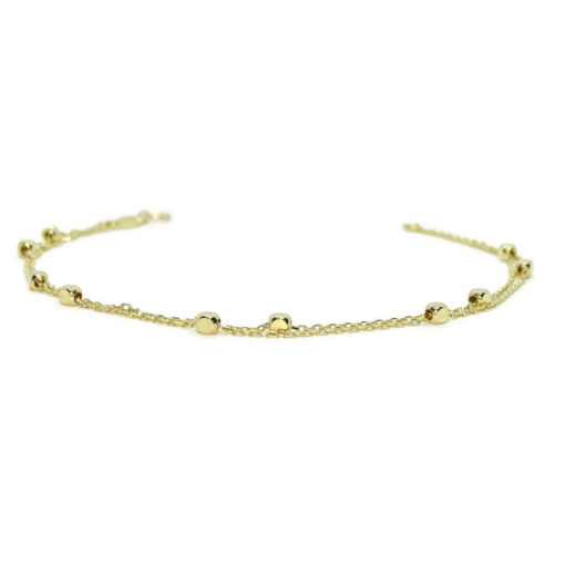 Pulsera para mujer de oro amarillo de 18k con doble cadena forzada y 10 cuadrados de 2.5mm de oro brillo. - Imagen 7