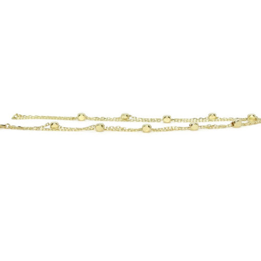 Pulsera para mujer de oro amarillo de 18k con doble cadena forzada y 10 cuadrados de 2.5mm de oro brillo. - Imagen 5