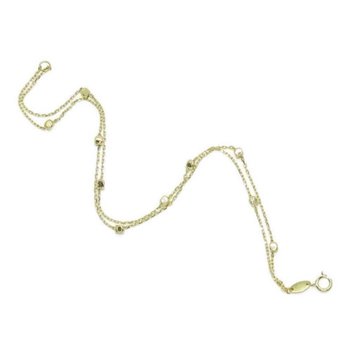 Pulsera para mujer de oro amarillo de 18k con doble cadena forzada y 10 cuadrados de 2.5mm de oro brillo. - Imagen 4