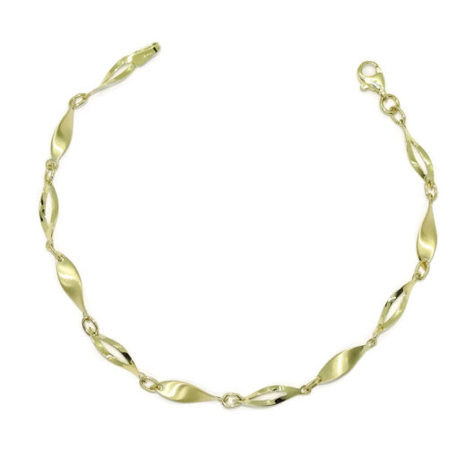 Pulsera de oro amarillo de 18k para mujer de eslabones ovalados con cuerpo y calados.