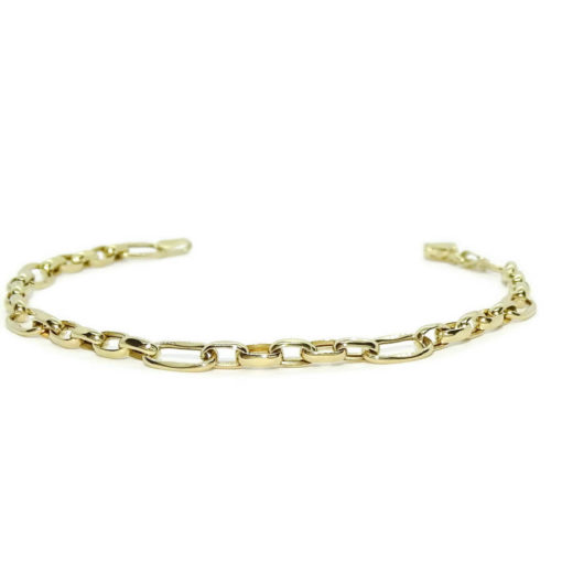 Pulsera de moda para mujer de Oro Amarillo de 18k tipo cadena forzada de 5mm de ancha 19.00cm de Larga - Imagen 8