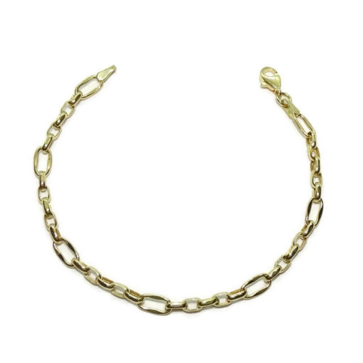 Pulsera de moda para mujer de Oro Amarillo de 18k tipo cadena forzada de 5mm de ancha 19.00cm de Larga