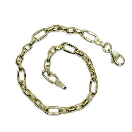 Pulsera de moda para mujer de Oro Amarillo de 18k tipo cadena forzada de 5mm de ancha 19.00cm de Larga - Imagen 3