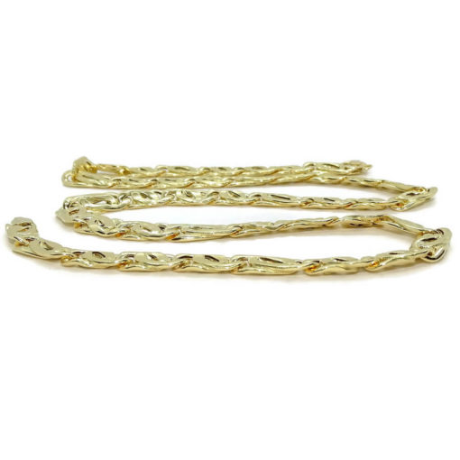 Cadena de oro amarillo de 18k para hombre doble barbada hueca combinada 3x1, plana de 8.00 mm de ancha, grande y aparente. 60cm. - Imagen 5