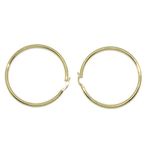 Pendientes aros de oro amarillo de 18Ktes de 3.00 mm de ancho por 5.70 cm de diámetro exterior. Peso; 5.10gr de oro de 1ª Ley Cierre fácil click - Imagen 6