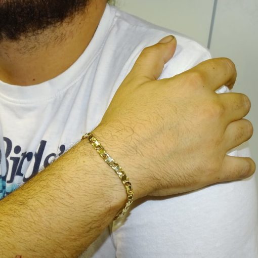 Pulsera de Oro Amarillo de 18k para Hombre modelo ochos planos hueca de 20.50cm de Larga - Imagen 2