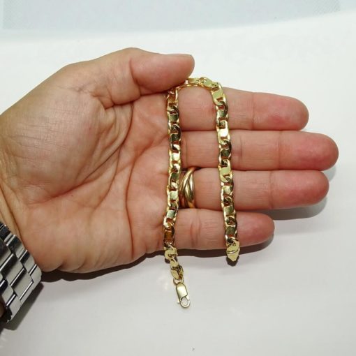 Pulsera de Oro Amarillo de 18k para Hombre modelo ochos planos hueca de 20.50cm de Larga - Imagen 4