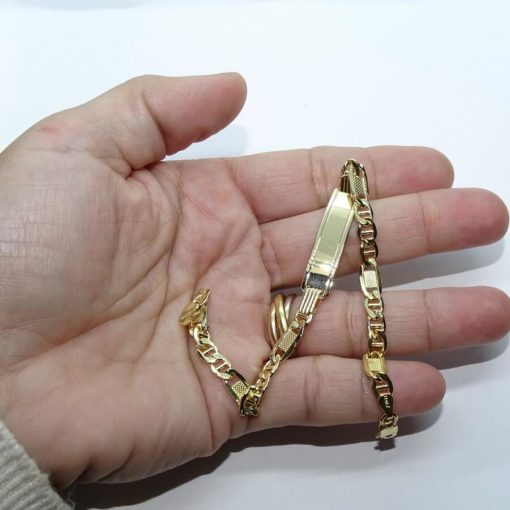 Pulsera para hombre de oro amarillo de 18k con placa y cadena ancla de 5.00 mm de ancha. - Imagen 3