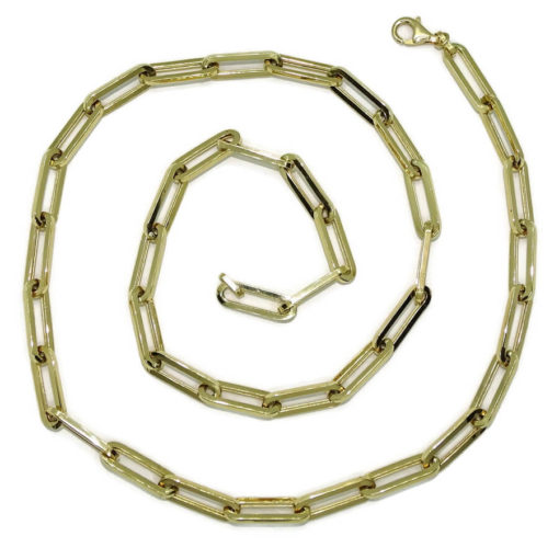 Collar de moda para hombre y mujer de Oro Amarillo de 18k de eslabón tipo forzado de 7mm de ancho. 60.00cm.