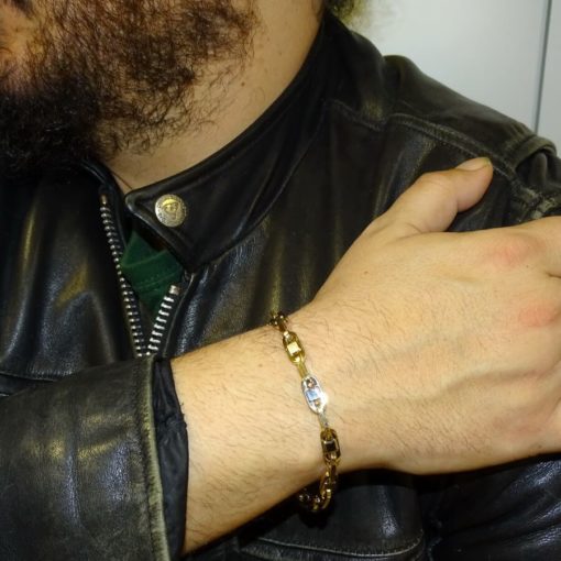 Pulsera para hombre de oro amarillo y oro blanco 18k de 6.50mm de ancha y 21.00cm de larga. 12.80gr. - Imagen 2