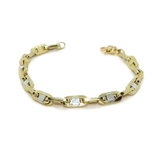 Pulsera para hombre de oro amarillo y oro blanco 18k de 6.50mm de ancha y 21.00cm de larga. 12.80gr. - Imagen 4