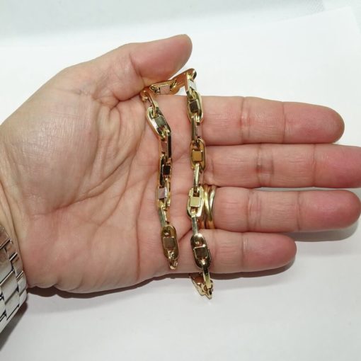 Pulsera para hombre de oro amarillo y oro blanco 18k de 6.50mm de ancha y 21.00cm de larga. 12.80gr. - Imagen 3