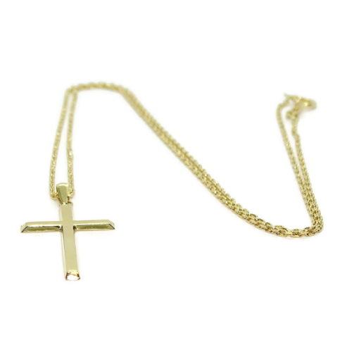 Cruz de oro amarillo de 18k especial comunión y mujer con cadena. - Imagen 6