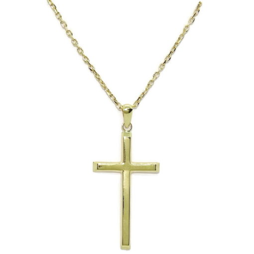 Cruz de oro amarillo de 18k especial comunión y mujer con cadena.