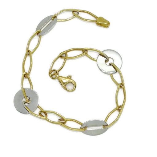 Pulsera para mujer de oro bicolor de 18k con cadena de 5.00 mm de ancha - Imagen 5