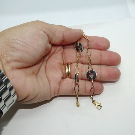 Pulsera para mujer de oro bicolor de 18k con cadena de 5.00 mm de ancha - Imagen 3