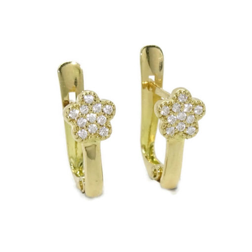 Preciosos pendientes de oro de 18k para niña con flores y circonitas. Cierre pala. Ideal comunión. - Imagen 8