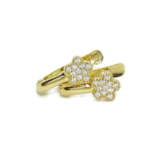 Preciosos pendientes de oro de 18k para niña con flores y circonitas. Cierre pala. Ideal comunión. - Imagen 7