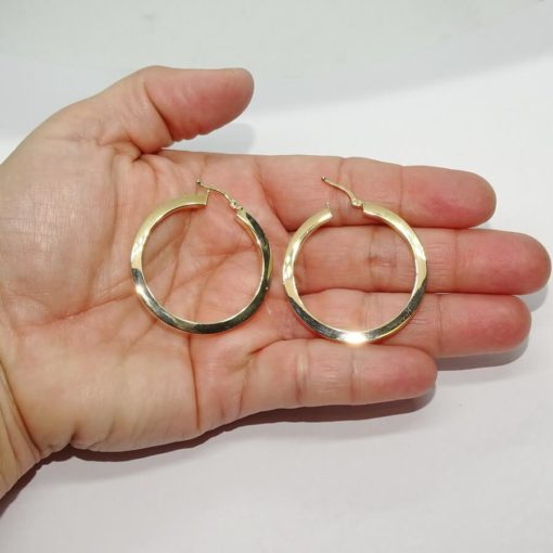 Pendientes aros de oro amarillo de 18k brillo de tubo cuadrado de 3.00 mm de ancho por 3.60 cm de diámetro exterior. - Imagen 3