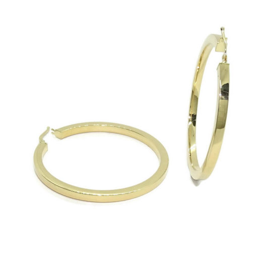 Pendientes aros de oro amarillo de 18k brillo de tubo cuadrado de 3.00 mm de ancho por 3.60cm de diámetro exterior - Imagen 8