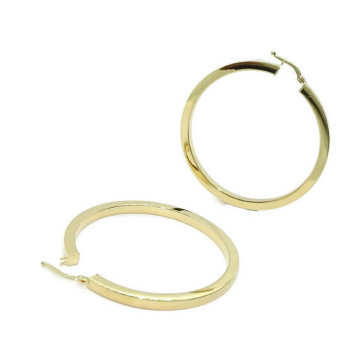 Pendientes aros de oro amarillo de 18k brillo de tubo cuadrado de 3.00 mm de ancho por 3.60cm de diámetro exterior - Imagen 5